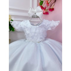 Vestido Infantil Branco Jardim das Borboletas Luxo