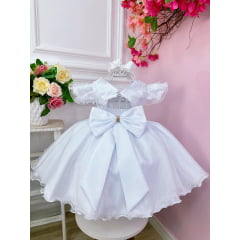 Vestido Infantil Branco Jardim das Borboletas Luxo