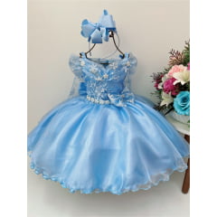 VESTIDO INFANTIL FROZEN COM CAPA LUXO FESTAS DE PRINCESAS - Rosa Charmosa  Atacado