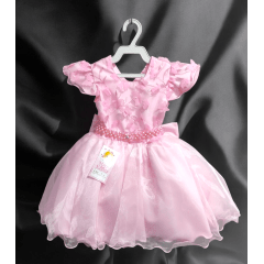 Vestido Infantil Rosa C/ Renda Jardim das Boroboletas Luxo