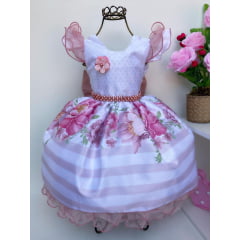 Vestido Infantil Rosê Floral Luxo Floristas Princesas