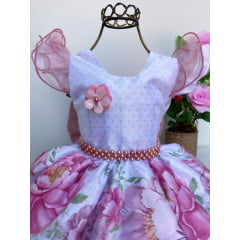 Vestido Infantil Rosê Floral Luxo Floristas Princesas