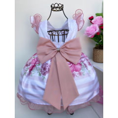 Vestido Infantil Rosê Floral Luxo Floristas Princesas