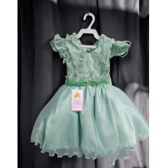 Vestido Infantil Verde C/ Renda Jardim das Boroboletas Luxo