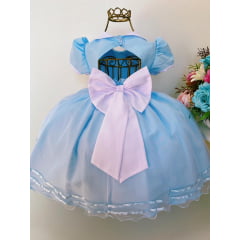 Vestido Infantil Alice no País das Maravilhas Azul Luxo