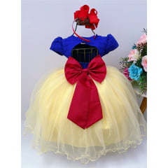 Vestido Infantil Branca de Neve Strass e Pérolas