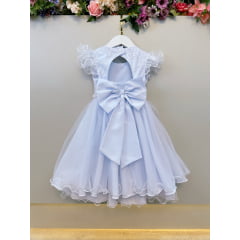 Vestido Infantil Branco Busto Com Renda Batizados Daminhas