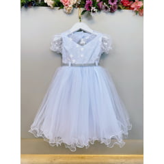 Vestido Infantil Branco Busto Com Renda Daminhas Batizados