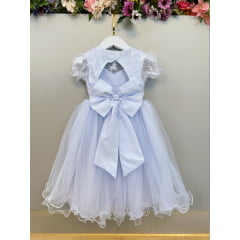 Vestido Infantil Branco Busto Com Renda Daminhas Batizados