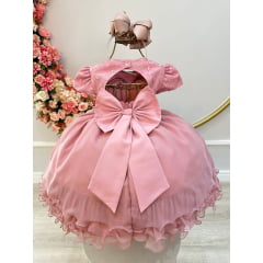 Vestido Infantil Rose Busto C/ Renda e Saia Com Babados