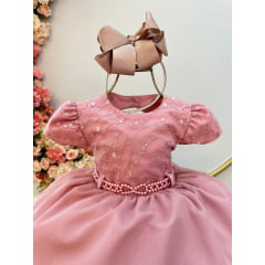 Vestido Infantil Rose Busto C/ Renda e Saia Com Babados