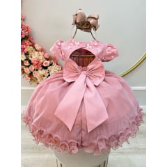 Vestido Infantil Rose Busto C/ Renda Saia C/ Babados Daminha