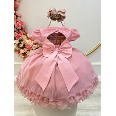 Vestido Infantil Rose Busto Renda e Saia Com Babados