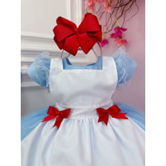 Vestido Infantil Azul Alice no País das Maravilhas Luxo