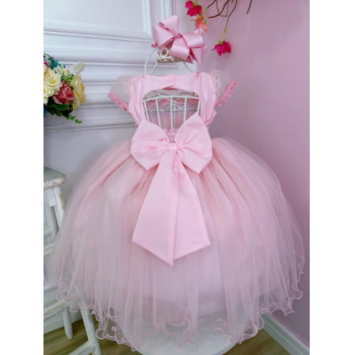 Vestido Infantil Colorido Pompons + Tiara ou Laço