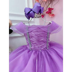 Vestido Infantil Princesa Sofia Rapunzel C/ Busto Trançado
