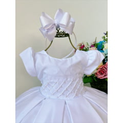 Vestido Infantil Branco C/ Pérolas Princesas Luxo