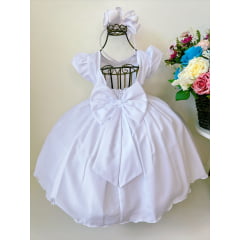 Vestido Infantil Branco C/ Pérolas Princesas Luxo