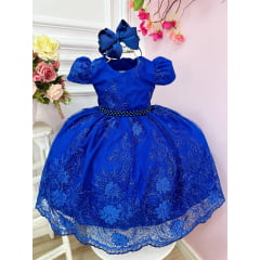 Vestido Infantil Cinderela Azul Cinto Pérolas Luxo Princesas - Rosa  Charmosa Atacado