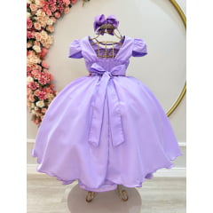 Vestido Infantil Lilás C/ Cinto de Pérolas Casamento Festas