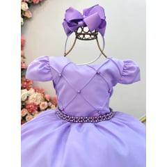 Vestido Infantil Lilás Busto Nervura Festas Casamentos Luxo