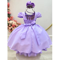 Vestido Infantil Lilás Busto Nervura Festas Casamentos Luxo