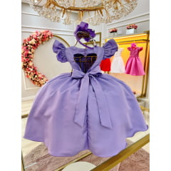 Vestido Infantil Lilás Busto Nervura C/ Pérolas Casamentos