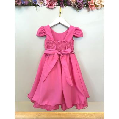 Vestido Infantil Rosa Chiclete Busto Nerura Damas Casamento
