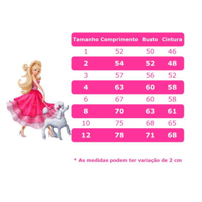 Vestido Infantil Barbie Pink C/ Glitter e Estrelas