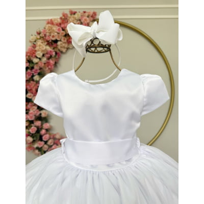 Vestido Infantil Branco Daminha Festas Luxo