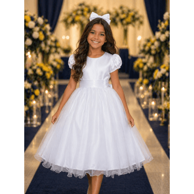 Vestido Infantil Branco Daminha Festas Luxo