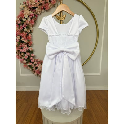 Vestido Infantil Branco Daminha Festas Luxo
