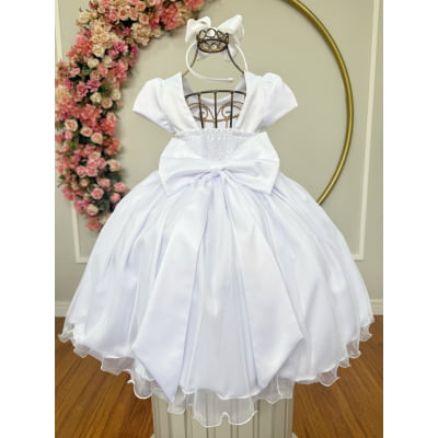 Vestido Infantil Branco Daminha Festas Luxo