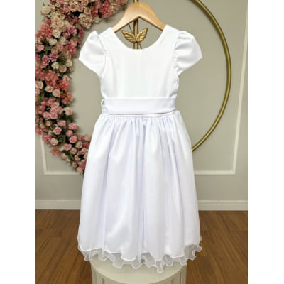 Vestido Infantil Branco Daminha Festas Luxo