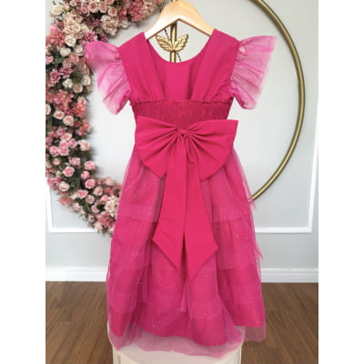 Vestido infantil da Barbie Pink Glitter Luxo