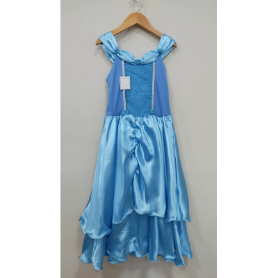 Vestido Infantil Fantasia de Princesa Cinderela Azul Acetinado com Glitter Vestido Infantil Fantasia de Princesa Cinderela Azul Acetinado com Glitter