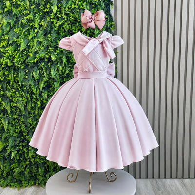 Vestido Infantil Rosa Claro Busto Nervura Formaturas Damas Vestido Infantil Rosa Claro Busto Nervura Formaturas Damas