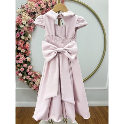 Vestido Infantil Rosa Claro Busto Nervura Formaturas Damas