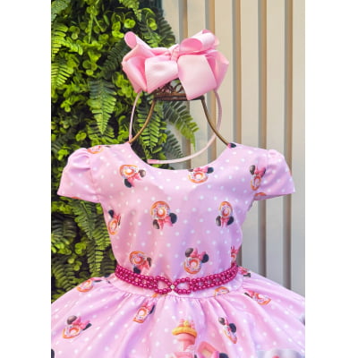 Vestido Infantil Rosa de Festa para Menina Estampado
