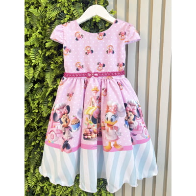 Vestido Infantil Rosa de Festa para Menina Estampado