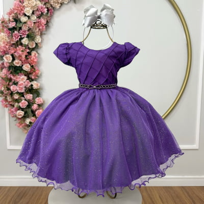 Vestido Infantil Roxo Busto Nervura Festas Daminhas Vestido Infantil Roxo Busto Nervura Festas Daminhas