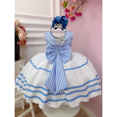 Vestido Infantil Barbie Branco Coração C/ Cinto de Pérolas