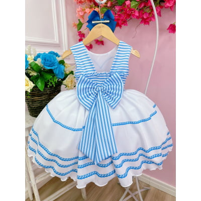 Vestido Infantil Barbie Branco Coração C/ Cinto de Pérolas