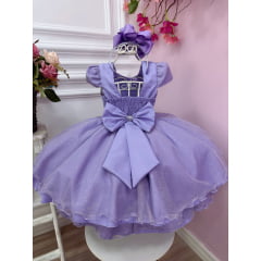 Vestido Infantil Lilás Com Aplique de Borboletas Glitter