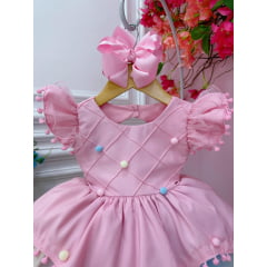 Vestido Infantil Rosa Circo Chuva de Amor Colorido