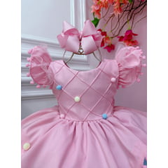 Vestido Infantil Rosa Circo Chuva de Amor Colorido