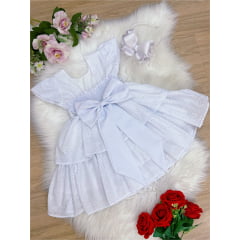Vestido Infantil Branco Lese Cinto Em Pérolas Festa Luxo