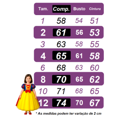 Vestido Infantil Branca de Neve Amarelo Azul C/ Broche