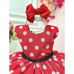 Vestido Infantil Minnie Vermelho Bolinhas Brancas Festas Luxo