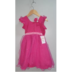 Vestido Infantil Pink Saia C/ Tule e Glitter Daminhas
